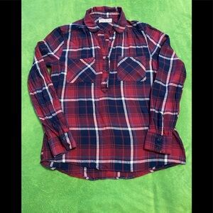 PINK ROSE women’s plaid blue & red 3/4 sleeves shirt/size S